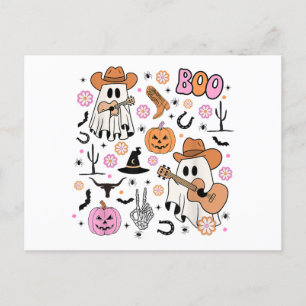 Spooky Ghost Cowboy Niedlich Halloween Boo Western Feiertagspostkarte