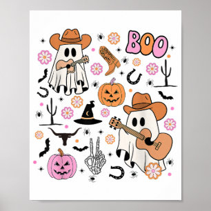 Spooky Ghost Cowboy Niedlich Halloween Boo Western Poster