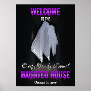 Spooky Ghost Dark Hallway Spuk Haus Willkommen Poster