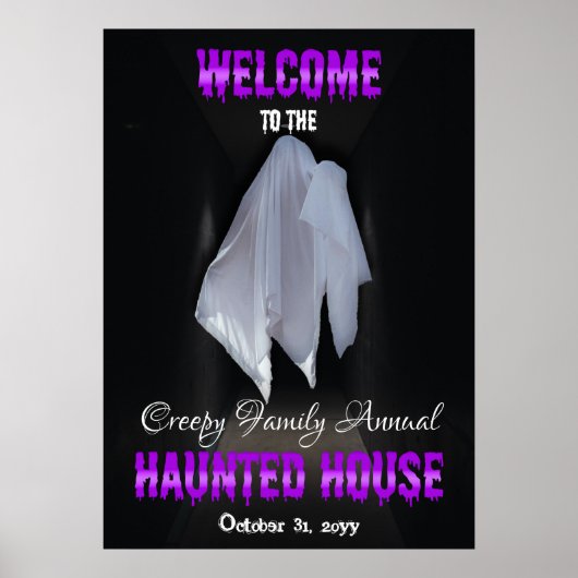 Spooky Ghost Dark Hallway Spuk Haus Willkommen Poster (Vorne)
