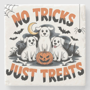 Spooky Ghost Dogs Niedliches Halloween-Hundedesi Steinuntersetzer