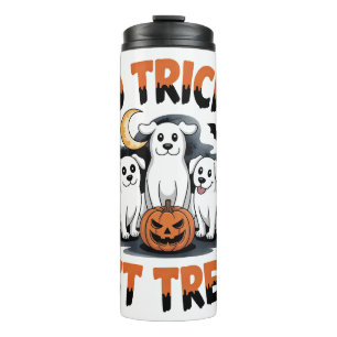 Spooky Ghost Dogs Niedliches Halloween-Hundedesi Thermosbecher