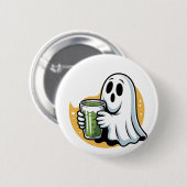 Spooky Ghost Drinks Matcha Halloween Button (Vorne & Hinten)