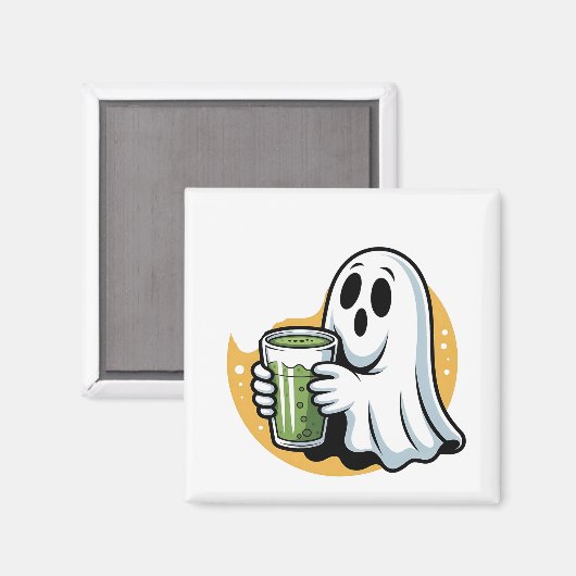 Spooky Ghost Drinks Matcha Halloween Magnet (Vorderseite/Rückseite)