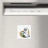 Spooky Ghost Drinks Matcha Halloween Magnet (In Situ (Geschirrspüler))