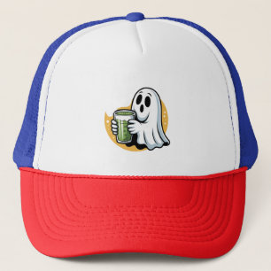 Spooky Ghost Drinks Matcha Halloween Truckerkappe