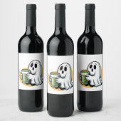 Spooky Ghost Drinks Matcha Halloween Weinetikett (Flaschen)