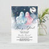 Spooky Ghost Ghoul Halloween Gender Reveal Einladung (Stehend Vorderseite)
