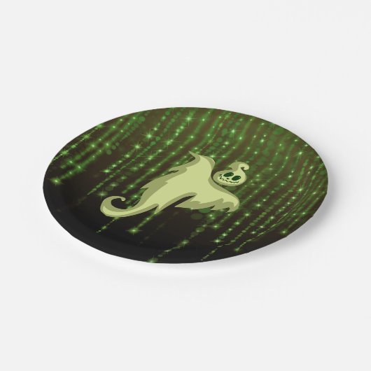 Spooky Ghost Green String Lights Paper-Teller Pappteller (Schrägansicht)
