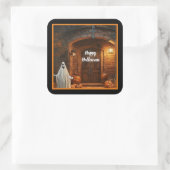 Spooky Ghost Halloween Collection Quadratischer Aufkleber (Tasche)