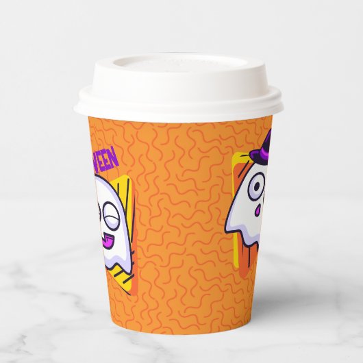 Spooky Ghost Halloween Cups - orange Pappbecher (Links)
