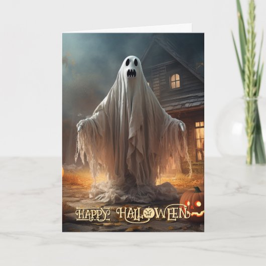 Spooky Ghost Halloween Feiertagskarte (Vorderseite)
