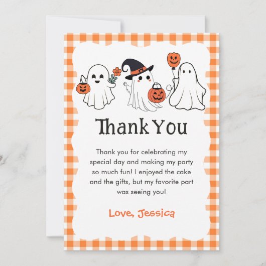 Spooky Ghost Halloween Geburtstag Danke Karte (Vorderseite)