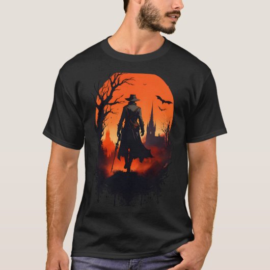 Spooky Ghost Halloween Hauntely Stylis T-Shirt (Vorderseite)