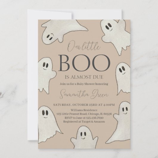 Spooky Ghost Halloween Kinderdusche Einladung (Vorderseite)