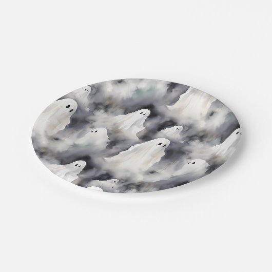 Spooky Ghost Halloween Pappteller (Schrägansicht)