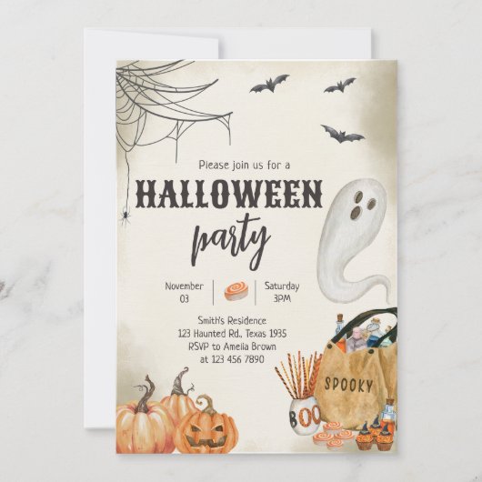Spooky Ghost Halloween-Party Einladung (Vorderseite)