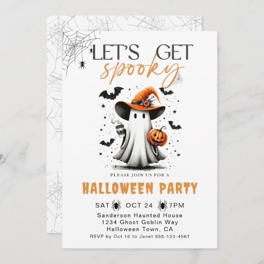 Spooky Ghost Halloween-Party Einladung (Vorne/Hinten)