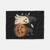 Spooky Ghost Halloween Preppy Floral Pumpkin Spook Fleecedecke (Vorderseite (Horizontal))