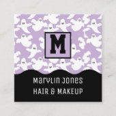 SPOOKY GHOST HALLOWEEN QUADRATISCHE VISITENKARTE (Vorderseite)