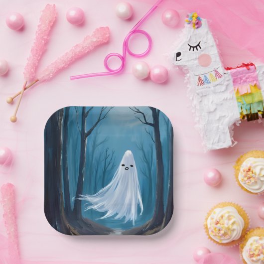 Spooky Ghost | Happy Halloween Party Pappteller (Party)