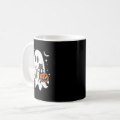 Spooky Ghost Holding Black Cat Halloween Eiskaffee Kaffeetasse (Vorderseite Links)