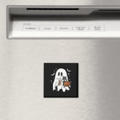 Spooky Ghost Holding Black Cat Halloween Eiskaffee Magnet (In Situ (Geschirrspüler))