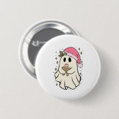 Spooky Ghost Holing ein Lebkuchen Weihnachten Button (Vorne & Hinten)