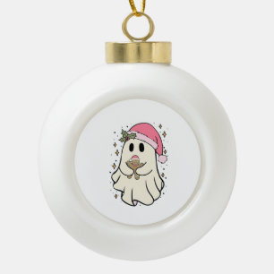 Spooky Ghost Holing ein Lebkuchen Weihnachten Keramik Kugel-Ornament