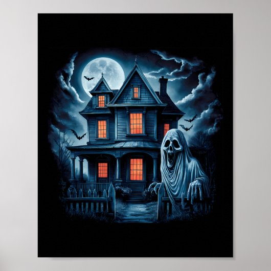 Spooky Ghost House Dark Horror Halloween Kostüm Poster (Vorne)