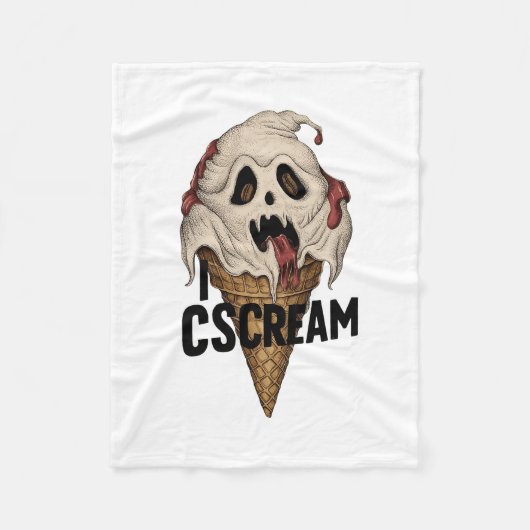 Spooky Ghost Ice Cream "I CSCREAM" Fleecedecke (Vorderseite)