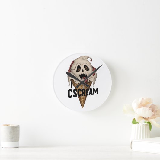Spooky Ghost Ice Cream "I CSCREAM" Runde Wanduhr (Zuhause)