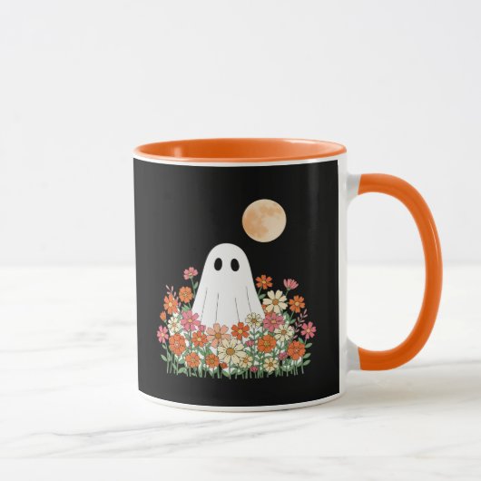 Spooky Ghost in Blume Halloween Tasse (Rechts)