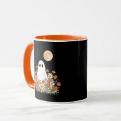 Spooky Ghost in Blume Halloween Tasse (Vorderseite Links)