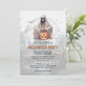 Spooky Ghost Jack-O-Lanterns Halloween-Party Einladung (Stehend Vorderseite)