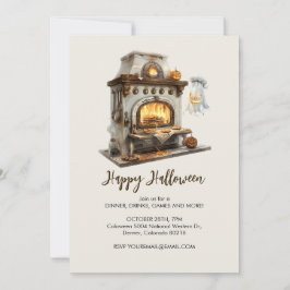 Spooky Ghost Koch mit antikem Ofen, Halloween Einladung