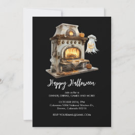 Spooky Ghost Koch mit antikem Ofen, Halloween Einladung