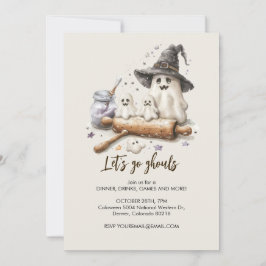 Spooky Ghost Koch mit rollendem Button, Halloween Einladung