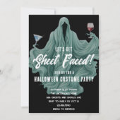Spooky Ghost Let's Get Sheet Faced Halloween-Party Einladung (Vorderseite)