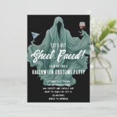 Spooky Ghost Let's Get Sheet Faced Halloween-Party Einladung (Stehend Vorderseite)