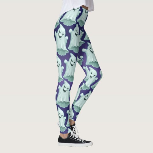 Spooky Ghost Lila Halloween Pants für Frauen Leggings (Rechts)
