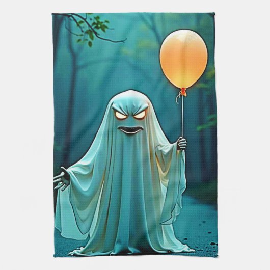 Spooky Ghost mit Eerie Balloon Geschirrtuch (Vertikal)