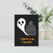Spooky Ghost mit Grau Halloween Holiday Postkarte (Stehend Vorderseite)