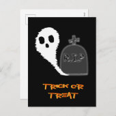 Spooky Ghost mit Grau Halloween Holiday Postkarte (Vorne/Hinten)