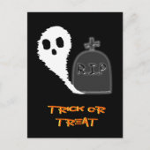 Spooky Ghost mit Grau Halloween Holiday Postkarte (Vorderseite)