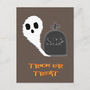 Spooky Ghost mit Grau Halloween Holiday Postkarte