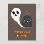 Spooky Ghost mit Grau Halloween Holiday Postkarte (Vorderseite)