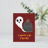 Spooky Ghost mit Grau Halloween Holiday Postkarte (Stehend Vorderseite)
