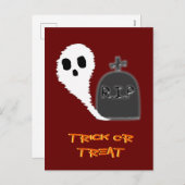 Spooky Ghost mit Grau Halloween Holiday Postkarte (Vorne/Hinten)