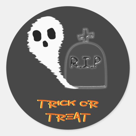 Spooky Ghost mit Grau Halloween Sticker (Vorderseite)